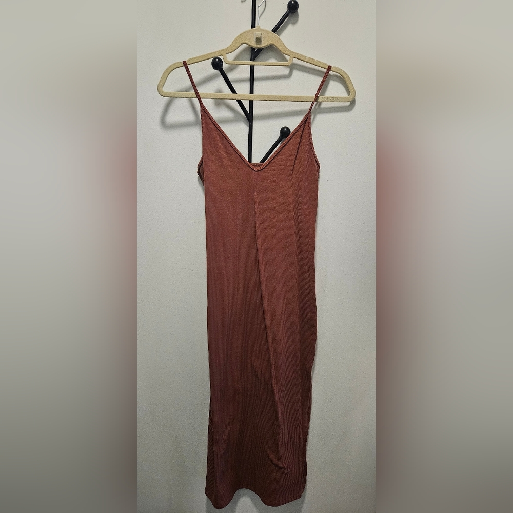 Abercrombie ribbed burnt sienna dress